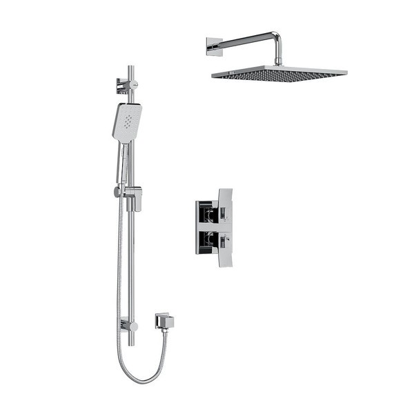 Zendo Type T/P (Thermostatic/Pressure Balance) 3/4 Inch Double Coaxial System With Hand Shower Rail 4 Body Jets And Shower Head - Chrome | Model Number: KIT483ZOTQC