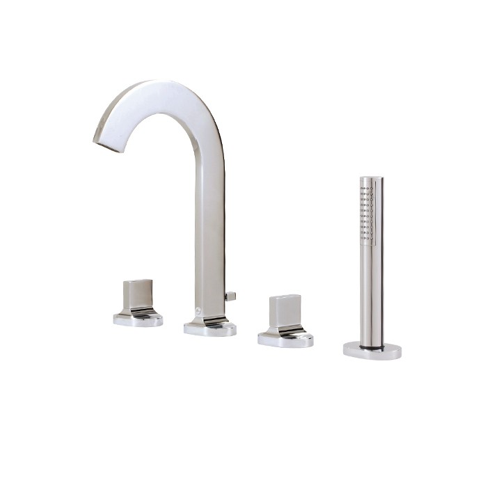 4-piece deckmount tub filler with handshower