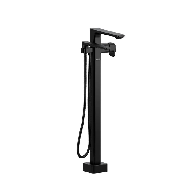Equinox 2-Way Type T (Thermostatic) Coaxial Floor-Mount Tub Filler With Hand Shower - Black | Model Number: EQ39BK-SPEX