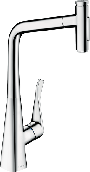 Metris Select M71 Single lever kitchen mixer 320, pull-out spray, 2jet, sBox (nordic)