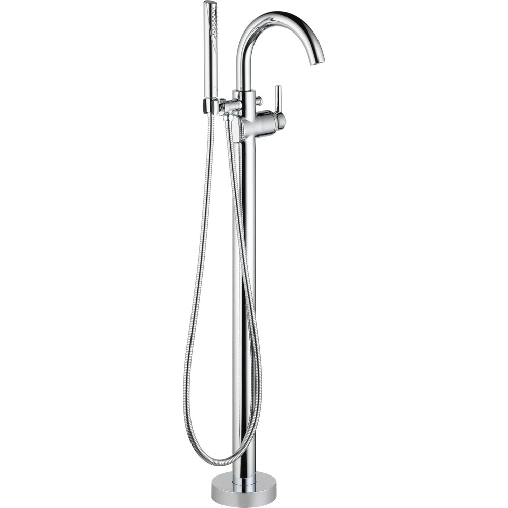 Single Handle Floor Mount Tub Filler Trim with Hand Shower