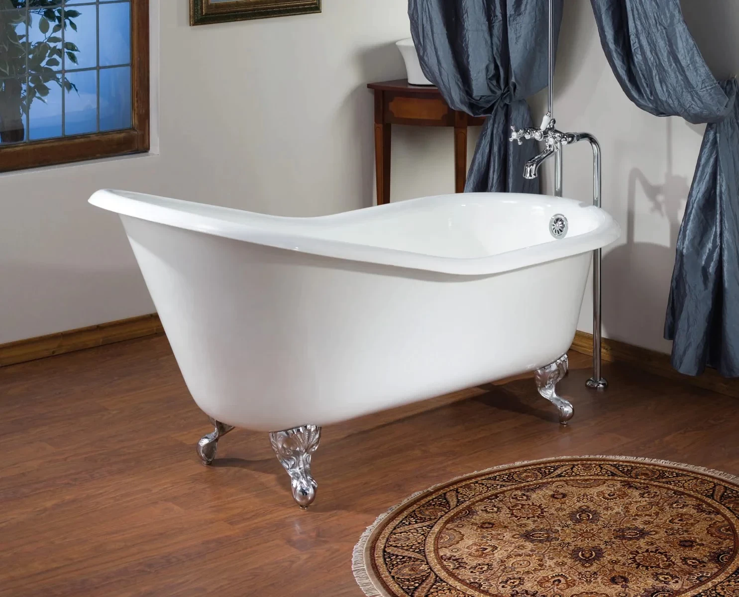 SLIPPER Cast Iron Bathtub With Flat Area Faucet Holes