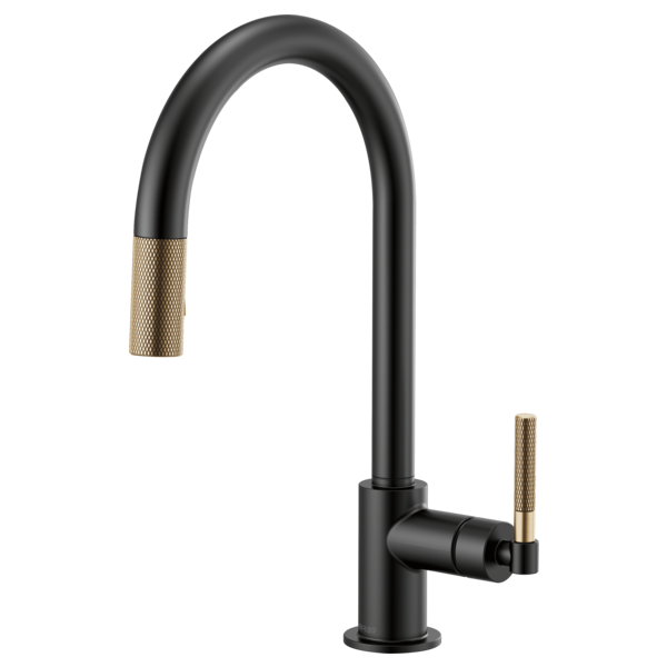 Pull-Down Faucet with Arc Spout and Knurled Handle